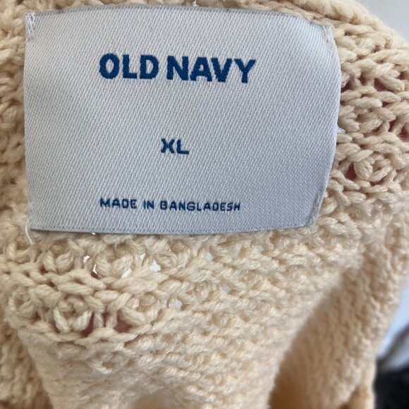 Old Navy Cable Knit Sweater Womens XL Ivory Cotton Blend Fisherman Preppy - Picture 3 of 6